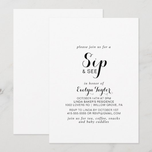 モダンカリグラフィー フォーマル シップアンドシー 招待状 (正面/裏面)