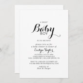 モダンカリグラフィー フォーマル ベビーボーイ シャワー 招待状 (正面/裏面)