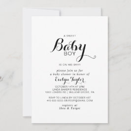 モダンカリグラフィー フォーマル ベビーボーイ シャワー 招待状