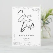 モダンカリグラフィー フラット セーブ・ザ・デート カード (スタンド正面)