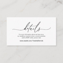 モダンカリグラフィー ブラックフォント  結婚式の詳細 エンクロージャーカード