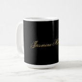 モダンカリグラフィー ブラック&ゴールド 名前 コーヒーマグカップ (正面左)