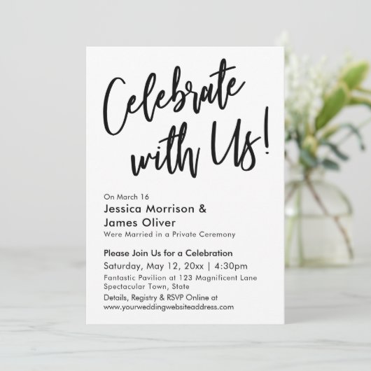 モダンカリグラフィー ミニマル お祝いに参加しよう! 招待状 (スタンド正面)