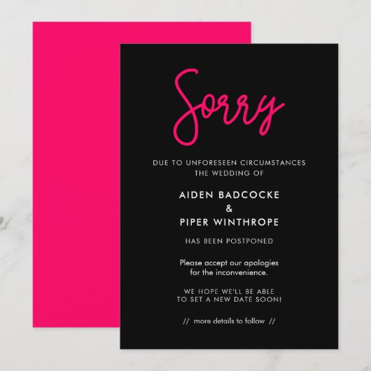 モダンカリグラフィー 結婚報告カード お詫び 招待状 (正面/裏面)