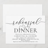 モダンカリグラフィー、結婚式のリハーサルディナー 招待状 (正面/裏面)