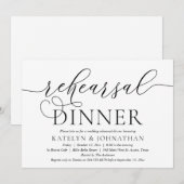 モダンカリグラフィー、結婚式のリハーサルディナー 招待状 (正面/裏面)