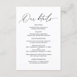 モダンカリグラフィー, 結婚式の詳細情報 英語 エンクロージャーカード