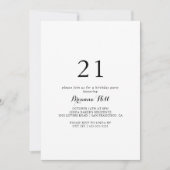 モダンカリグラフィー 21歳の誕生日パーティー 招待状 (正面)