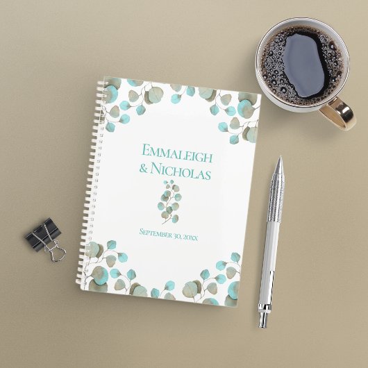 モダンカリ結婚の |素朴ティール（緑がかった色） プランナー手帳