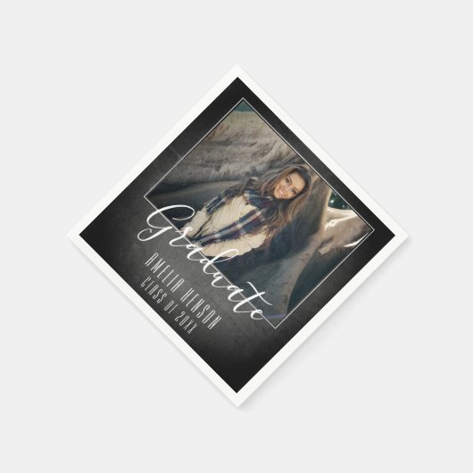 モダンカルボード大学院写真卒業パーティー スタンダードカクテルナプキン (角)