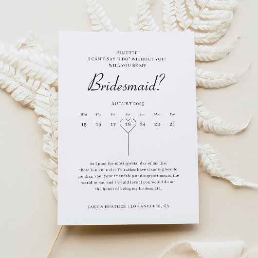 モダンカレンダーのブライズメイド提案写真 招待状