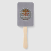 モダンカントリー風車グレー石造納屋ウェディング ハンドファン (裏面)