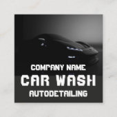 モダンカーウォッシュ自動車クリーニングQRコード スクエア名刺 (正面)