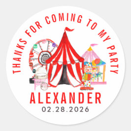 モダンカーニバルサーカスフェスティバルショーキッド誕生日 ラウンドシール