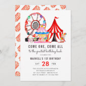 モダンカーニバルサーカスフェスティバルショー1st誕生日 招待状 (正面/裏面)