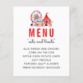 モダンカーニバルサーカス誕生日パーティーメニューを表示 (正面)