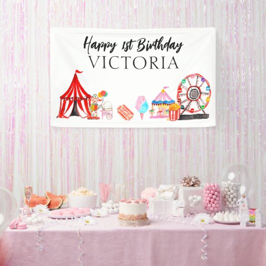 モダンカーニバル回路フェスティバルショー子供の誕生日 横断幕 (パーティー)