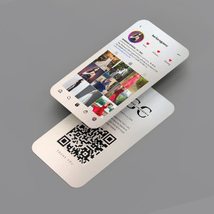 モダンガウンデザイナーシルバー金ゴールドInstagramグリッド 名刺