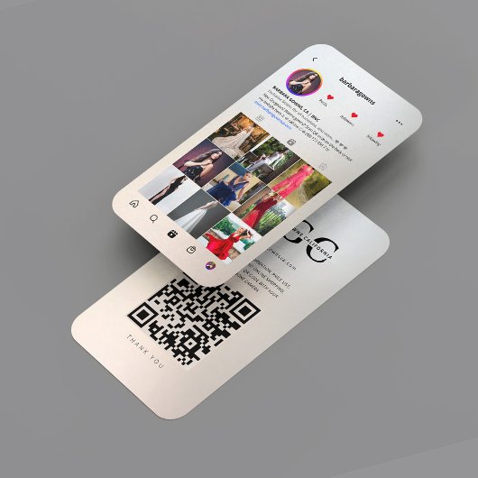 モダンガウンデザイナーシルバー金ゴールドInstagramグリッド 名刺