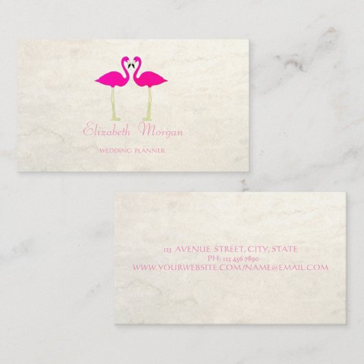 モダンガーリーおもしろい恋のピンクのフラミンゴ 名刺 (正面/裏面)