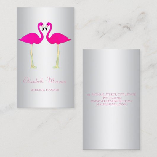 モダンガーリーおもしろい恋のピンクのフラミンゴ 名刺 (正面/裏面)