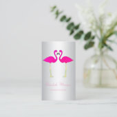 モダンガーリーおもしろい恋のピンクのフラミンゴ 名刺 (スタンド正面)