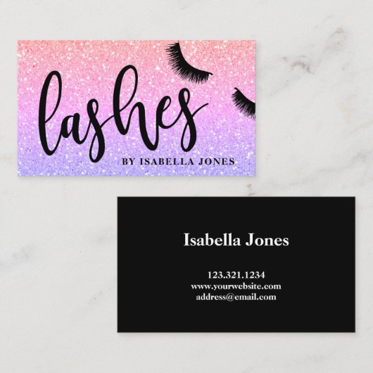 モダンガーリーかわいらしグリッターのグラデーション点滅 名刺 (正面/裏面)