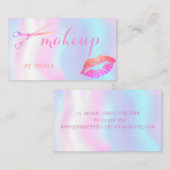 モダンガーリーエレガント唇、はさみホログラフィック 名刺 (正面/裏面)