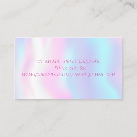 モダンガーリーエレガント唇、はさみホログラフィック 名刺 (裏面)