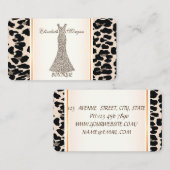 モダンガーリーエレガントLeopard Print、グリッタードレス 名刺 (正面/裏面)