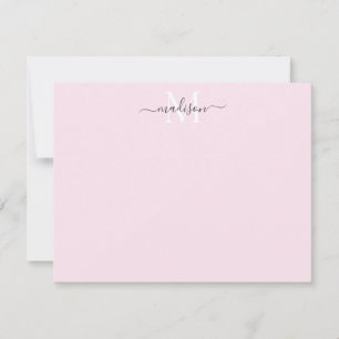 モダンガーリーエレガントScript Monogram赤面 ノートカード