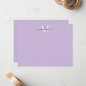 モダンガーリーエレガントScript Monogram Purple Violet ノートカード (正面/裏面インサイチュ)