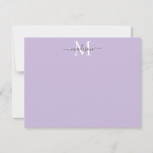 モダンガーリーエレガントScript Monogram Purple Violet ノートカード