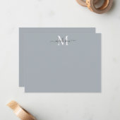 モダンガーリーエレガントScript Monogram Silver Gray ノートカード (正面/裏面インサイチュ)