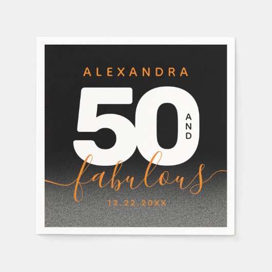 モダンガーリーオレンジ50と素晴らしい スタンダードカクテルナプキン (正面)