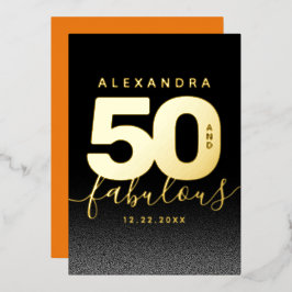 モダンガーリーオレンジ50と素晴らしい 箔招待状