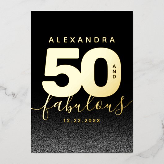 モダンガーリーオレンジ50と素晴らしい 箔招待状 (正面)