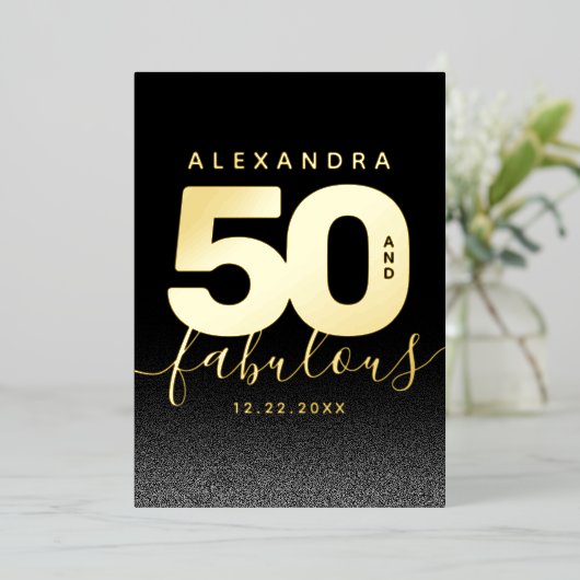 モダンガーリーオレンジ50と素晴らしい 箔招待状 (立ち正面)