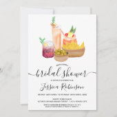 モダンガーリーカクテル水彩ブライダルシャワー 招待状 (正面)
