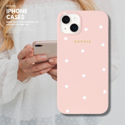 モダンガーリークラシックシンプル赤面ピンク水玉模様 Case-Mate iPhoneケース