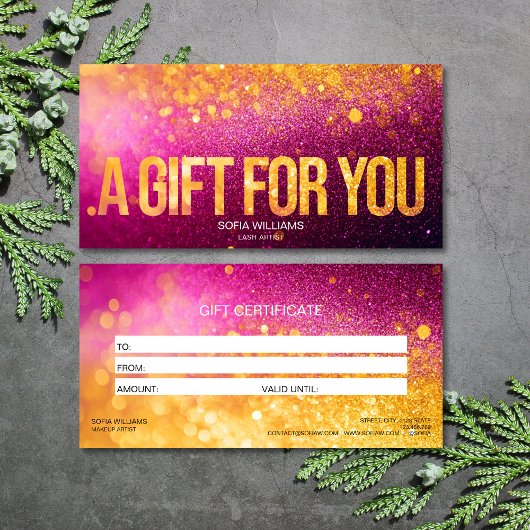 モダンガーリーグリッターピンク証明書ギフトカード