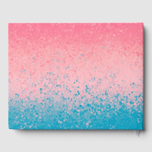 モダンガーリーコーラルピンク勾配絵を描(ばちゃばちゃ)跳ねる ゲストブック (裏面)