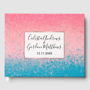 モダンガーリーコーラルピンク勾配絵を描(ばちゃばちゃ)跳ねる ゲストブック