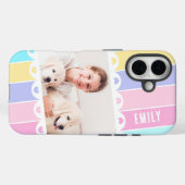 モダンガーリーストライプハート写真パーソナライズされた名 Case-Mate iPhoneケース (裏面 (横))