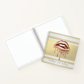 モダンガーリーストライプ金ゴールド、金属滴下唇 ノートブック (内部)