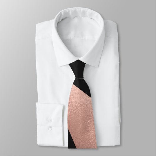 モダンガーリーバラ金ゴールドブラック幾何学模様 ネクタイ (タイ)