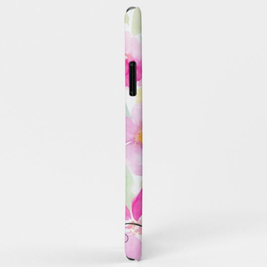 モダンガーリーピンクのルーズフローラ水カラーモノグラム Case-Mate iPhoneケース (裏面/右)