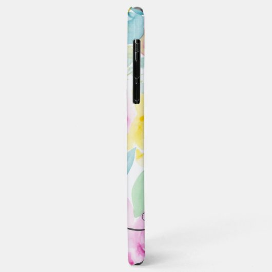 モダンガーリーピンクのルーズフローラ水カラーモノグラム Case-Mate iPhoneケース (裏面/左)