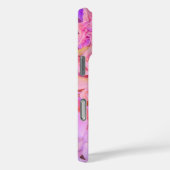 モダンガーリーピンクのルーズフローラ水カラーモノグラム Case-Mate iPhoneケース (裏面 / 右)