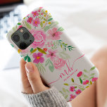 モダンガーリーピンク緑フローラ水彩画 iPhone 11 PRO MAXケース<br><div class="desc">モダンガーリーピンク緑フローラ水彩画</div>